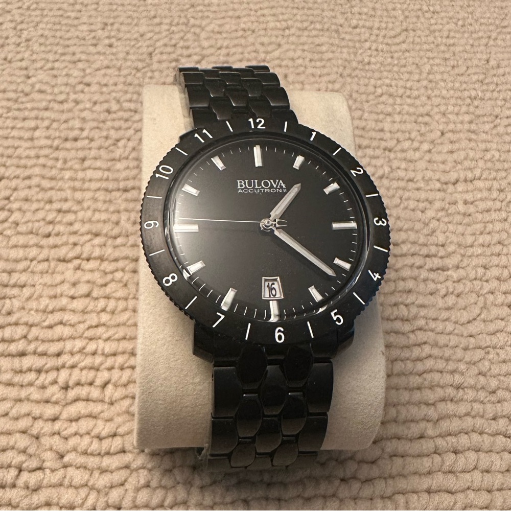 Bulova Accutron II Moonview Black Mens Watch 98B218